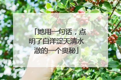 她用一句话，点明了白洋淀天清水澈的一个奥秘